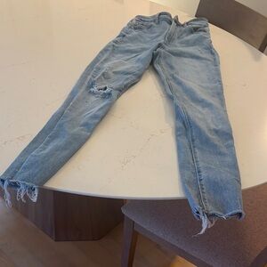 Light Wash Distressed Straight-Leg Jeans